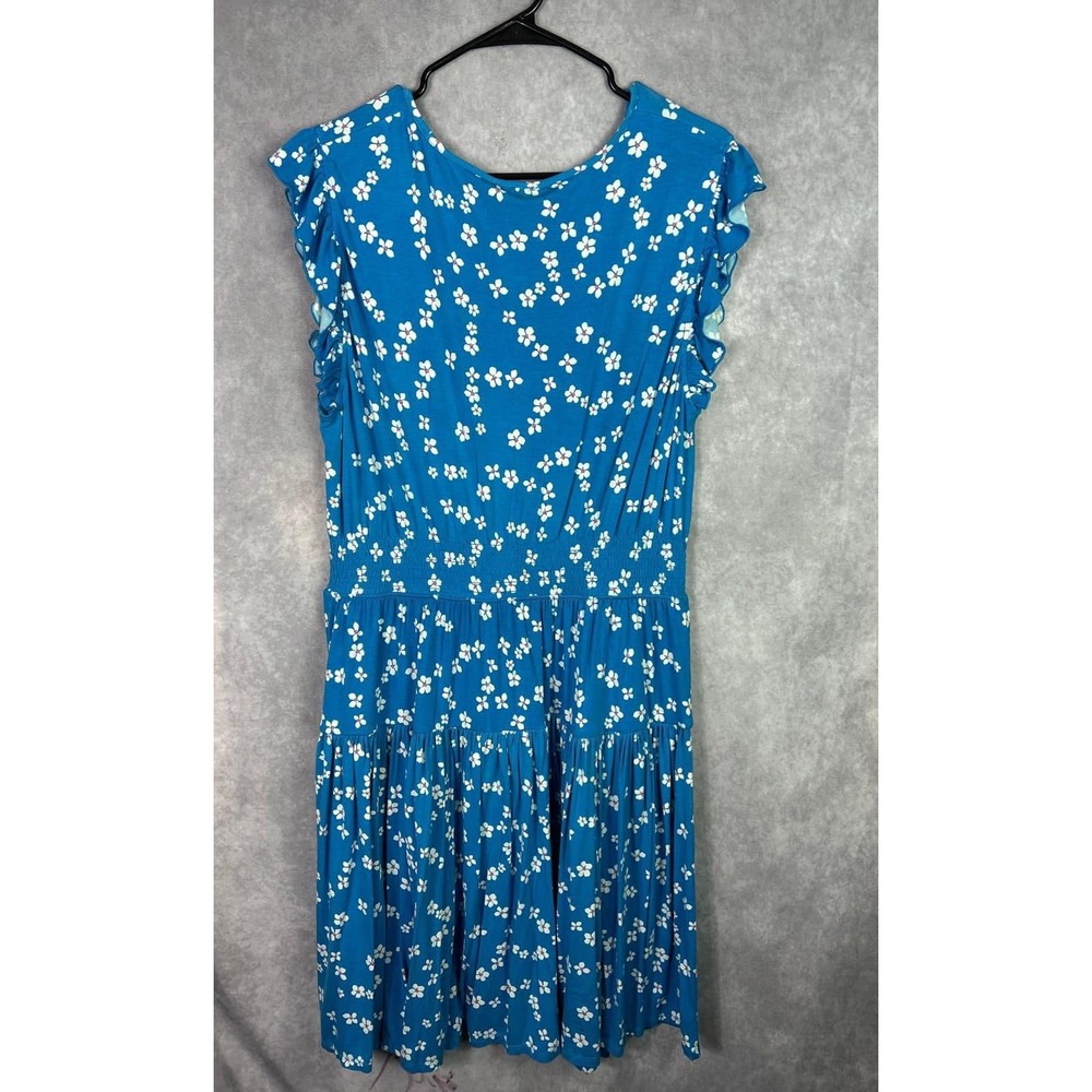 Draper James Faith Flutter‎ Sleeve Dress Blue Aster Floral Tiered XL - Picture 5 of 10